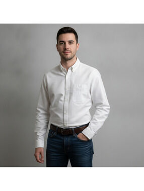 Five Four | M | Men's Classic White Button-Down Shirt